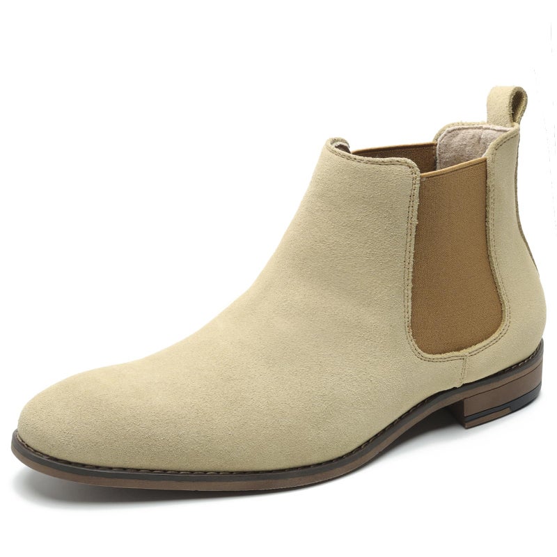 Cestfini Chelsea Boots Men Classic Elastic Dress Boots Casual Men's Leather Chelsea Ankle Boots E05-CAMEL-10.5 - Image 1